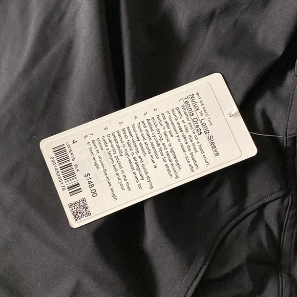 LULULEMON nulux long-sleeve tennis dress in black size 4 NWT - Picture 7 of 9